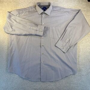 Egara 3X Mens Striped Button Down Shirt Long Sleeve Non Iron Cotton Blend